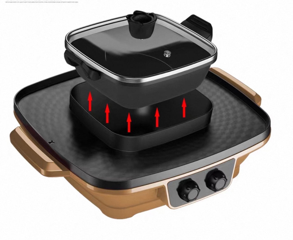 Wielofunkcyjny Grill Elektryczny z Kociołkiem Hot-Pot 2w1
