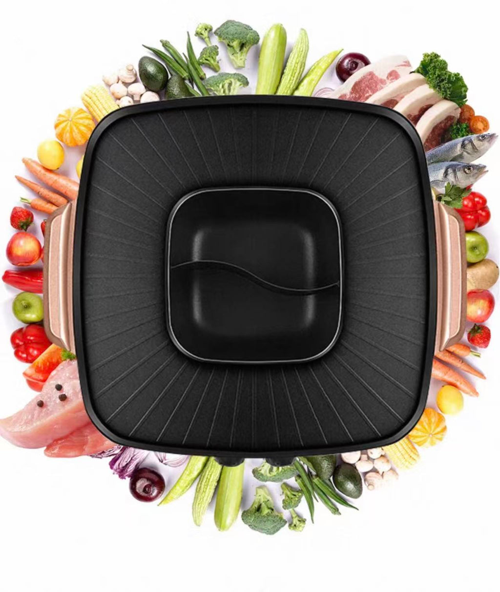 Wielofunkcyjny Grill Elektryczny z Kociołkiem Hot-Pot 2w1
