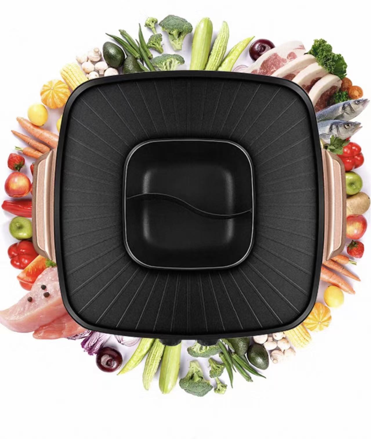 Wielofunkcyjny Grill Elektryczny z Kociołkiem Hot-Pot 2w1